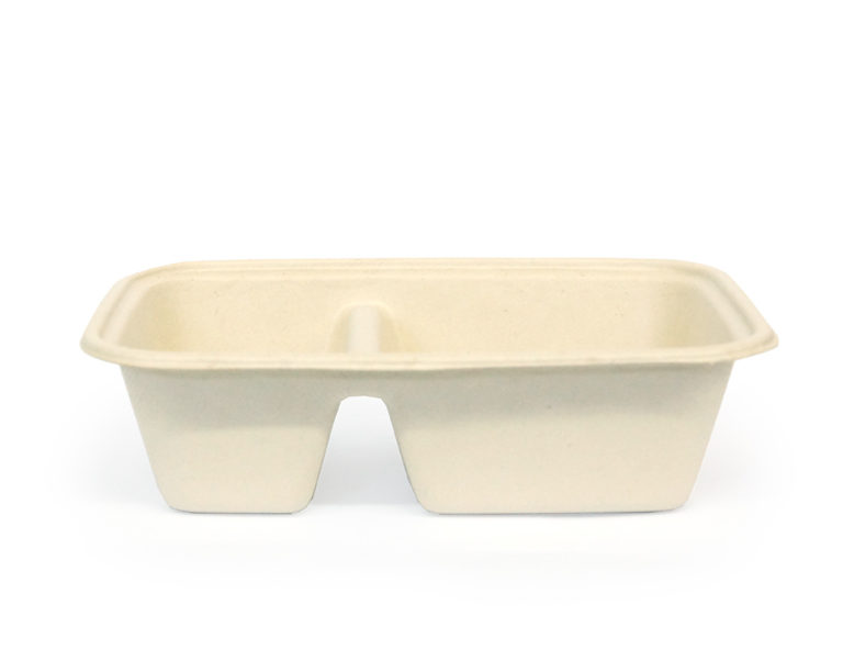 1000ml 2-Compartment Sugarcane Bagasse Rectangle Side