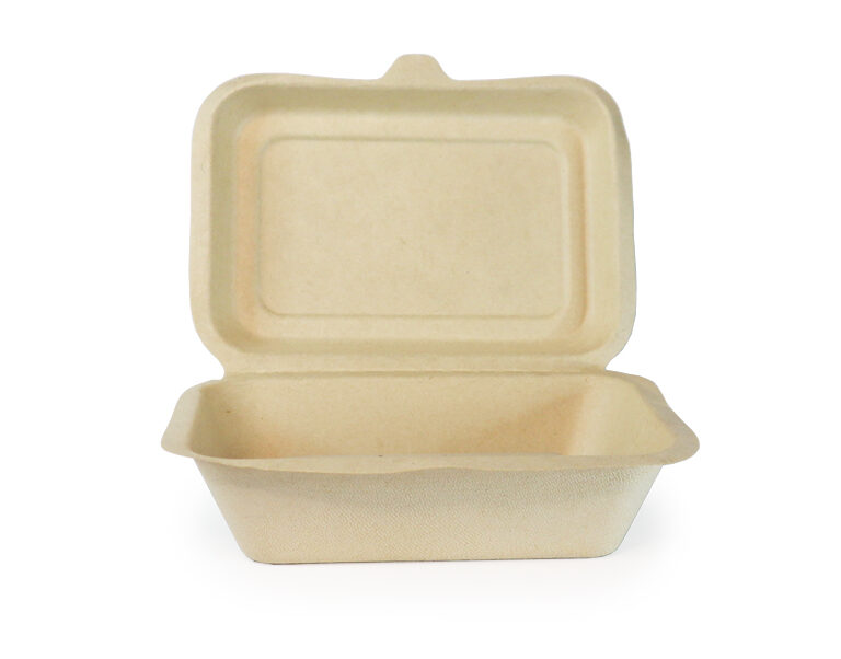 600ml Clamshell Sugarcane Bagasse Front